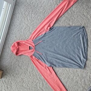 Oakley Gray and Coral Hooded Shirt